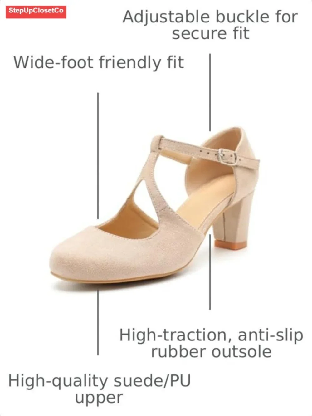 Vintage T Strap Mary Jane Pumps Block Heel Dress Shoes Women's